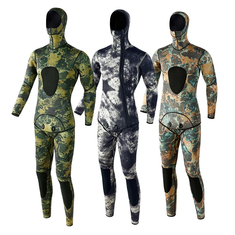 2023 Neoprene Scuba Diving wetsuit 3MM Winter Warm Men Hood Surfing Front Zipper Snorkeling Spearfishing Hooded Diving Suit