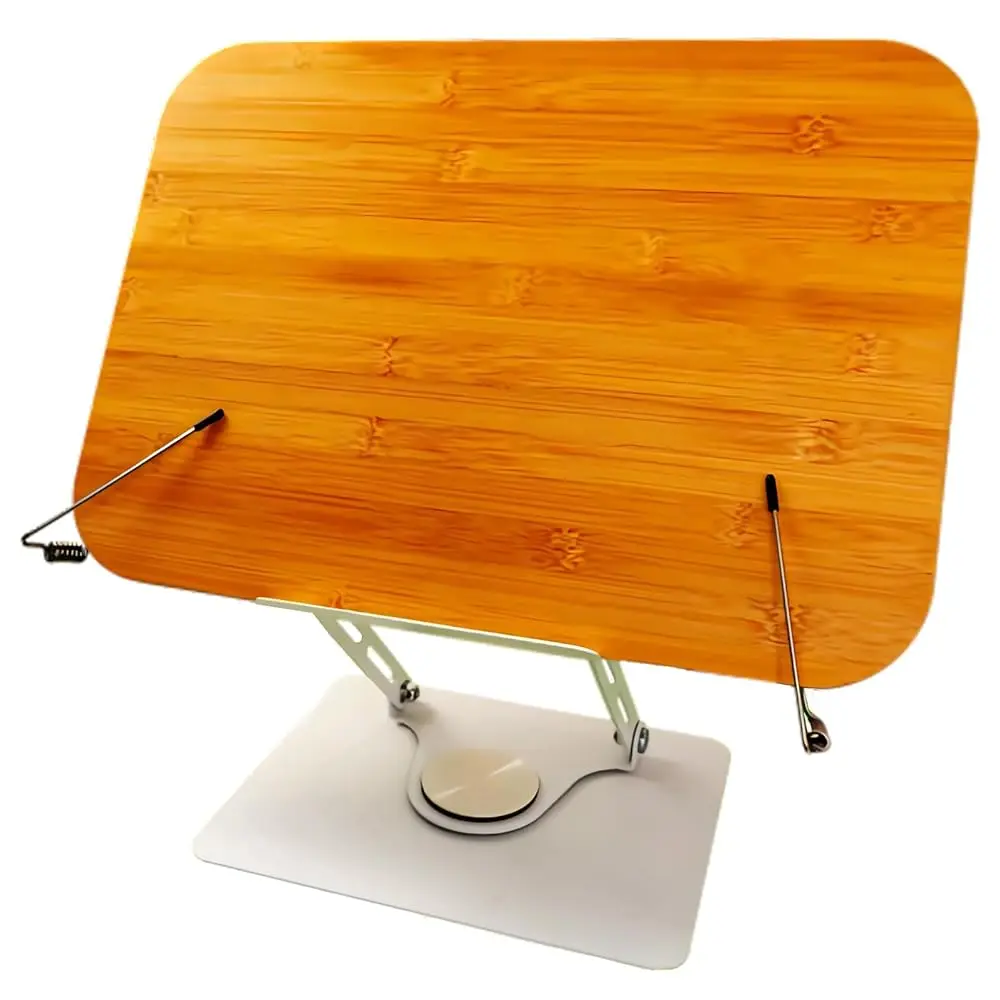 

Большая бамбуковая подставка для книг (15,4 x 11 дюймов) с поворотом на 360 градусов ° Вращающаяся подставка-держатель для книг с регулируемым углом наклона для больших книг