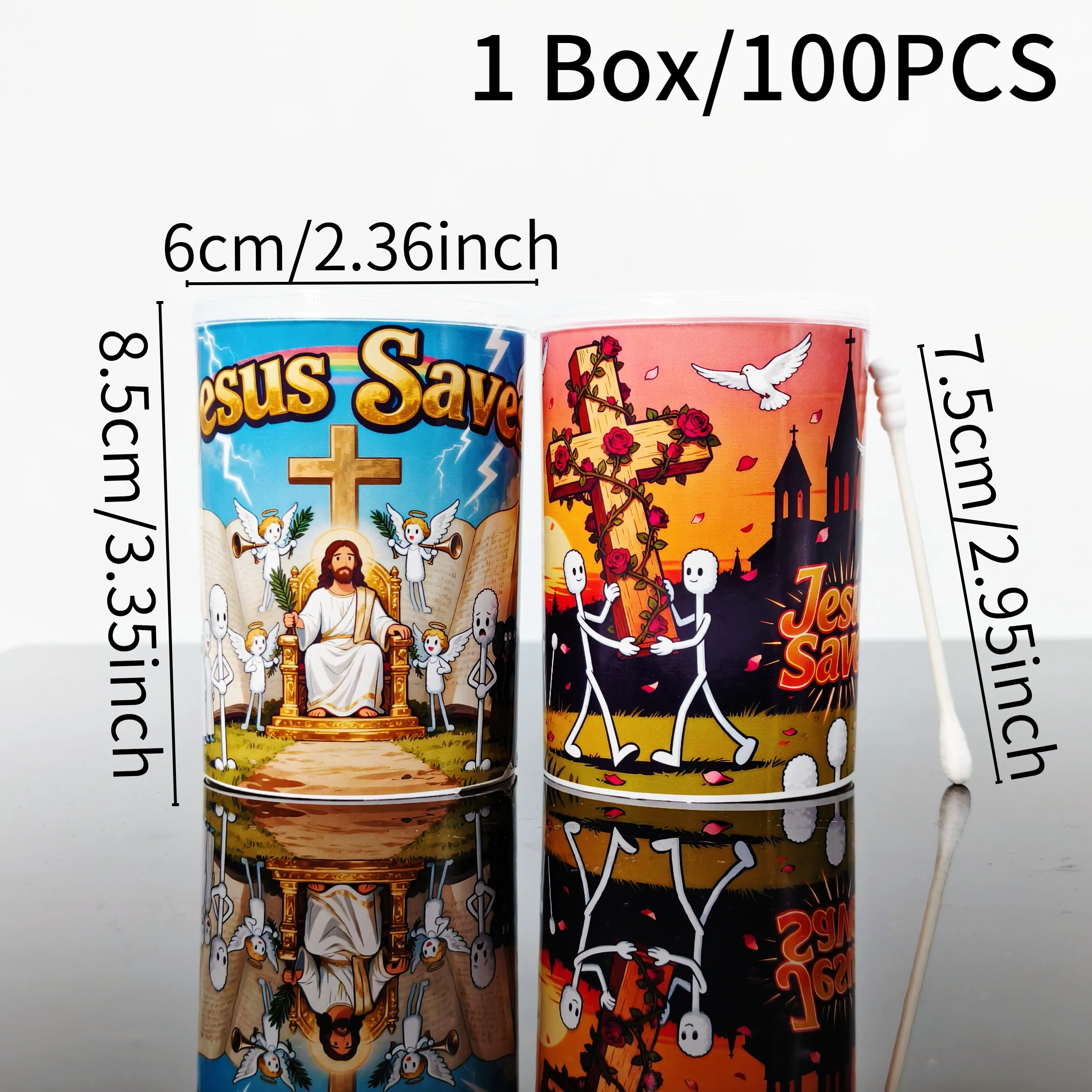 200 шт./400 шт. ватный тампон на тему Иисуса, спиральный круглый толстый тампон, ватный тампон, ватный тампон в религиозной вере