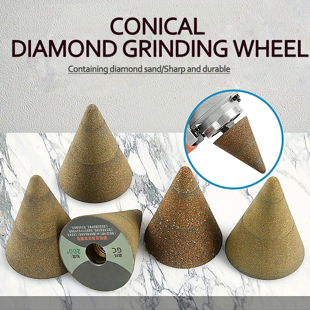 1PC 50/100/200Grits Cone Shape Diamond Polishing Wheel Stone Grinding Head Tile Trimming Granite Marble Angle Grinder Tool Parts