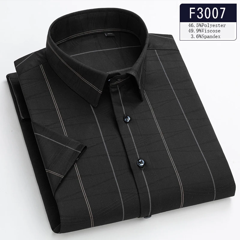 New in shirt Luxury qulity summer short sleeve shirts for men Silk slim fit formal shirt thin hawaiian elastic casual clothes