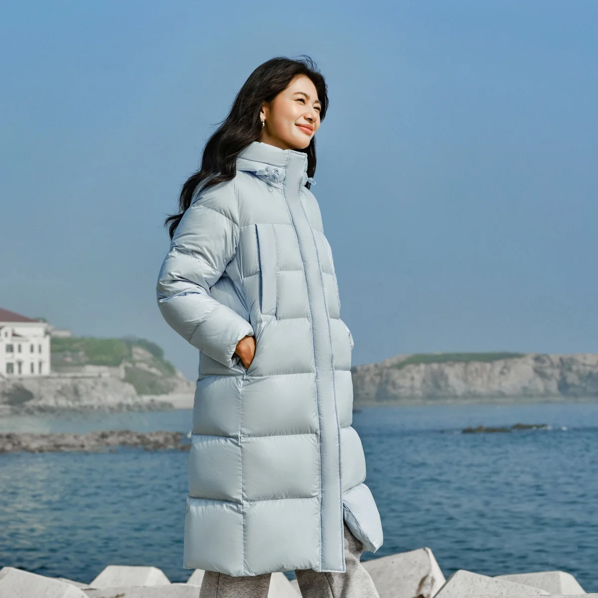 Semir Long Down Jacket Women Waterproof Hooded Coat 2023 Winter New Loose Girls' Jacket Multi-Color Thick Windbrake Down Coat