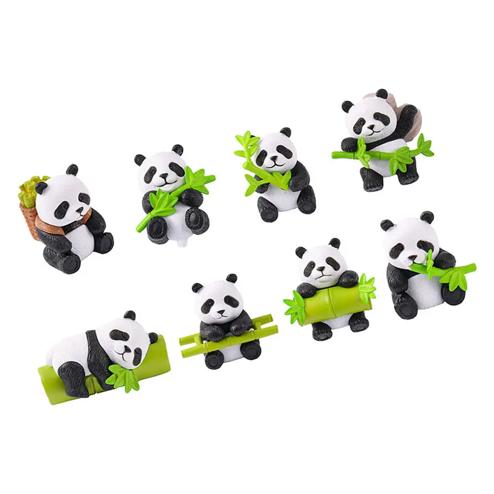 8pcs Panda Cute Cartoon Resin Panda Cake Decorations For Garden Home Desktop Decor Landscape Ornament Animal Figures