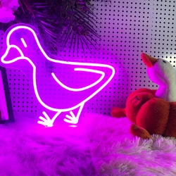 Lámpara de neón con forma de pato, personalizada, se aplica a la decoración del dormitorio, fiesta de cumpleaños, bar, ilumina la atmósfera