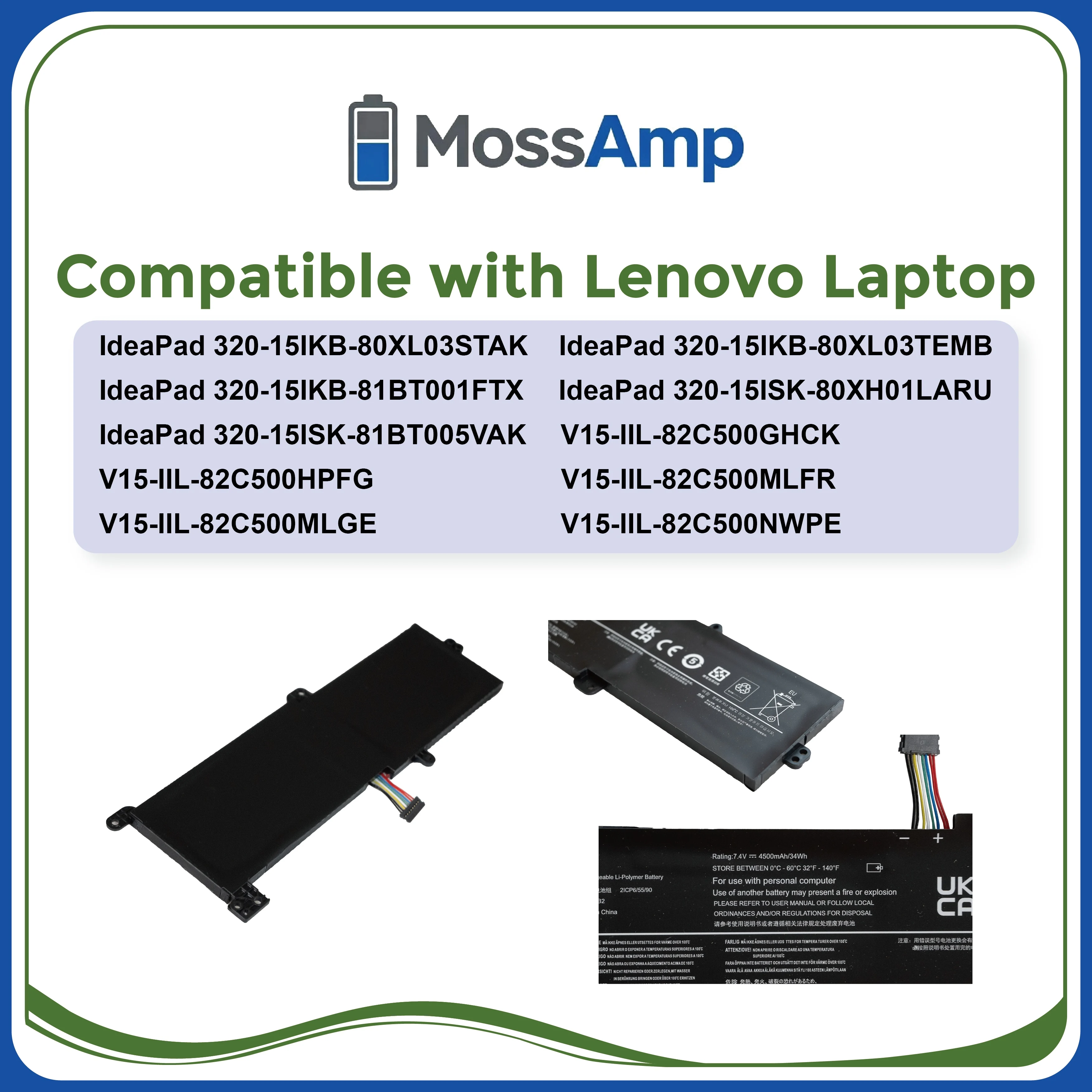 MossAmp 7.6V 30WH L16L2PB1 Laptop Battery for IdeaPad 320 520 320S V320 S145 330 L16C2PB1 L16M2PB3 L17L2PF1 view 2