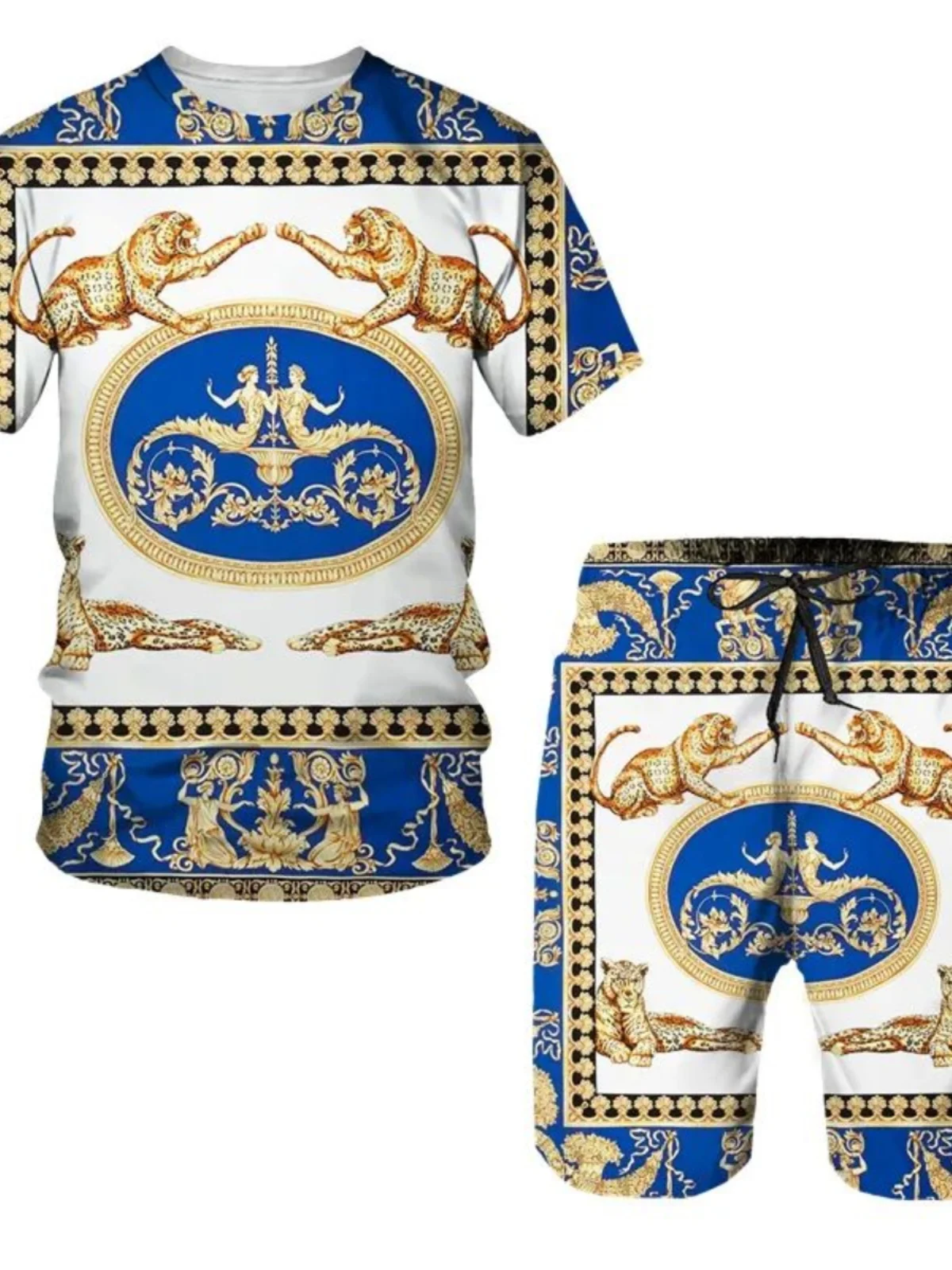 

Men's Summer Casual Sport Two-Piece Set T-irt And orts Polyester Fabric ort Sve Youth Applicable ort Pants