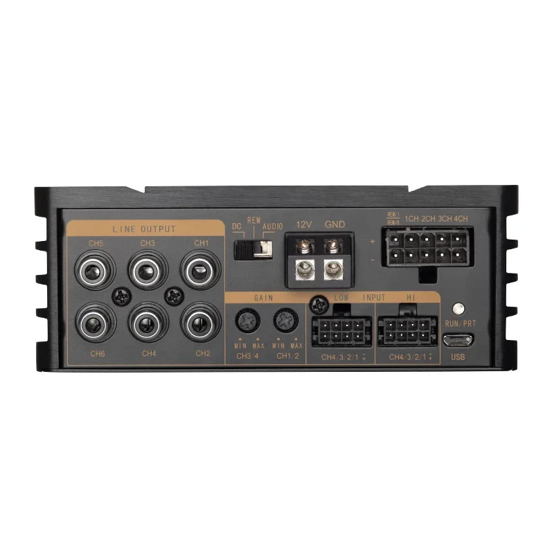 car audio amplifier with DSP and bluetooth 200W aluminum chassis 6 channel plug and play