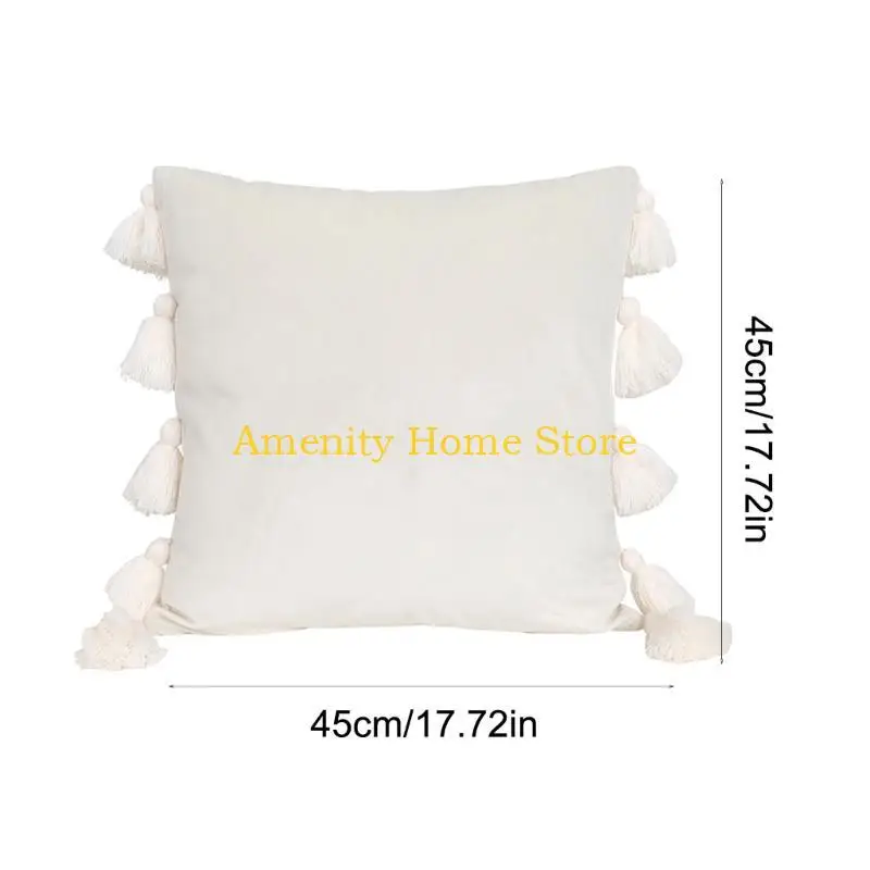 F26C -Samt werfen Kissenschlupf mit Quasten -Kissenkissen für Heim- und Fahrzeug -Innenräume