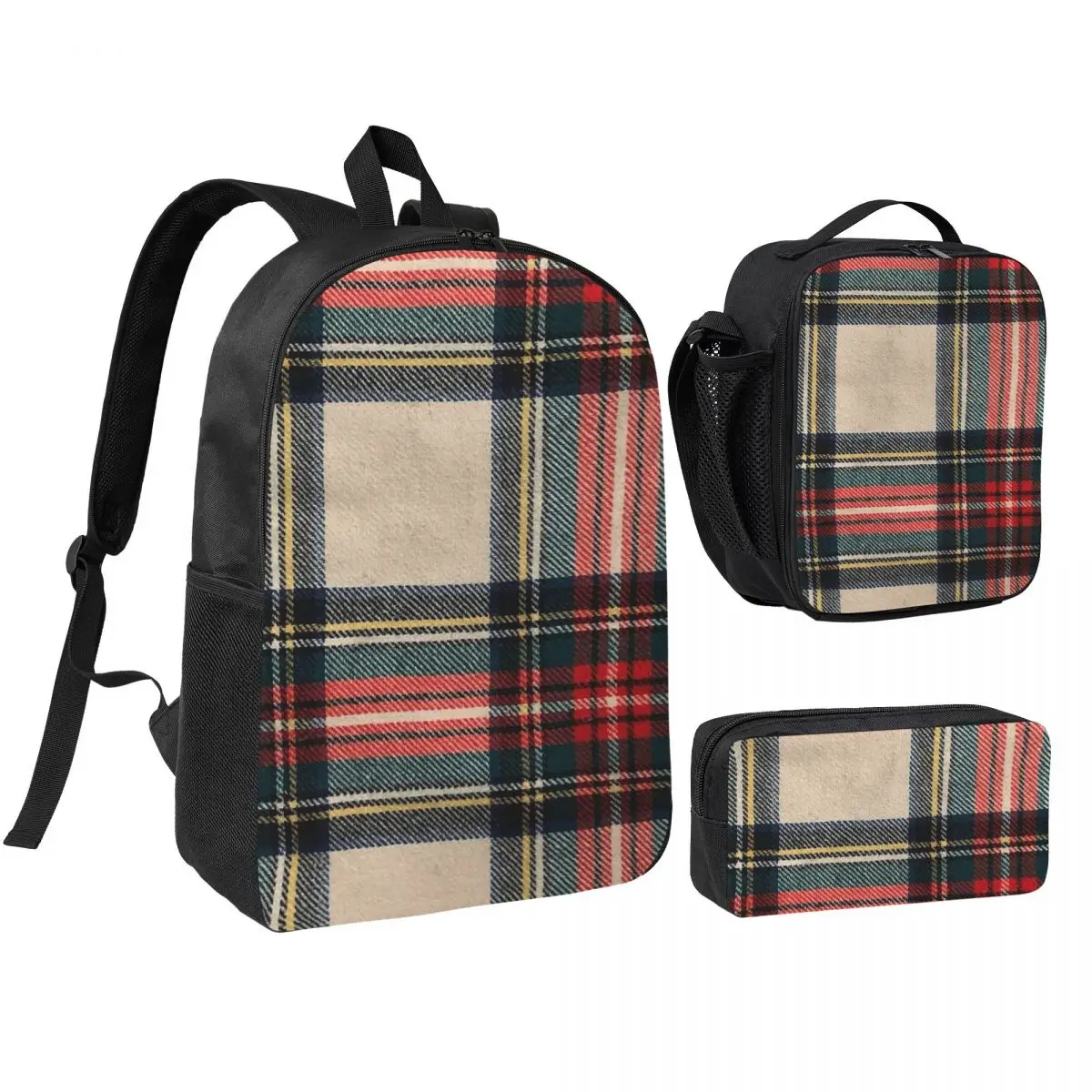 

Stewart Dress Tartan Backpack Student Boys Girls BookBag School Bag Laptop Shoulder Bags 3ps Insulated Lunch Bag Pencil Case