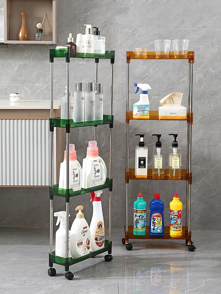 Modern 4-tier Shelves Bathroom Storage Multipurpose Toilet Floor Rack Elegant Kitchen Corner Organizers Shower Accessories