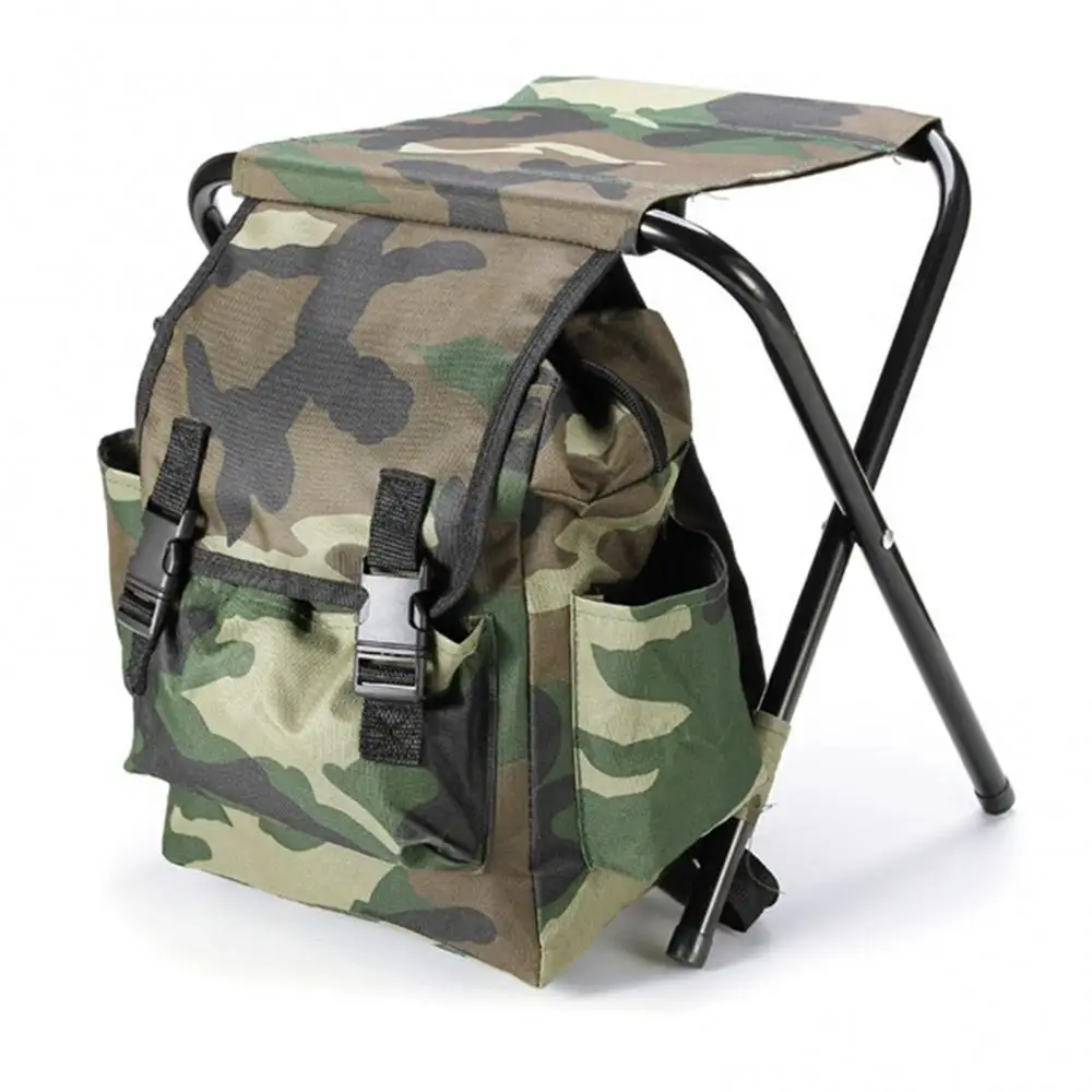 2 in 1Camouflage Outdoor Chair Bag Fishing Backpack Chair Stool Convenient Wear-resistant for Outdoor Hunting Climbing Equipment