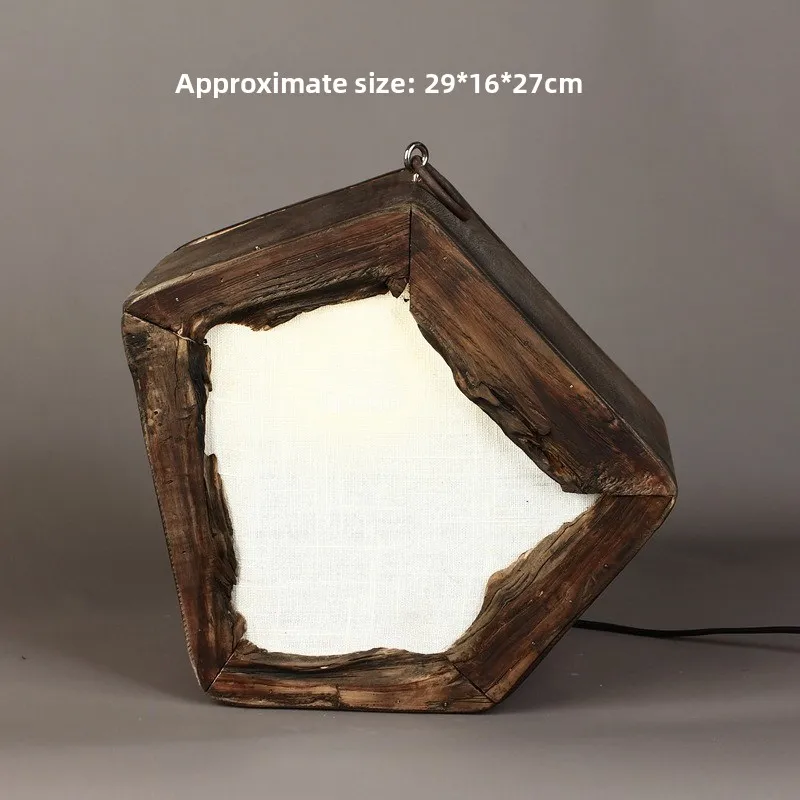 Lámpara de pie decorativa de hilo de algodón de madera, adorno de iluminación artesanal para el hogar pastoral