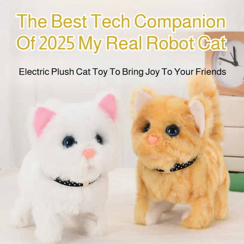 Real Electric Plush Cat Toy Simulation Electric Plush Kitten Toys Stuffed Plush Sounding Cats Toys