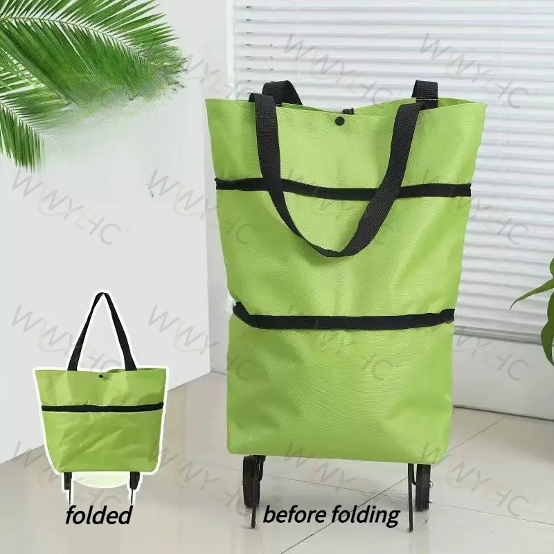 Portable Folding Shopping Cart Lightweight Grocery Trolley with Wheels Household Outdoor Hand Pull Cart
