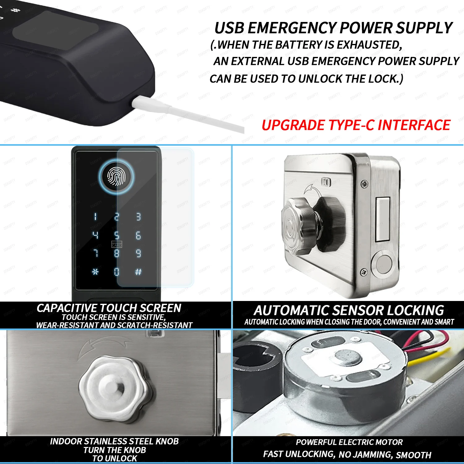 Imagem -03 - Ttlock Fechadura da Porta Inteligente com Código Digital Bloqueio de Impressão Digital com Cartão Inteligente Fechadura Eletrônica ao ar Livre