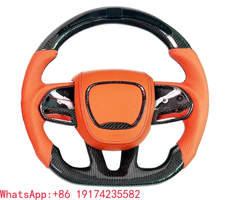 

Real Carbon Fiber Steering Wheel for Dodge Charger Challenger Hellcat Charger Challenger Srt RT with LED and Heating Function