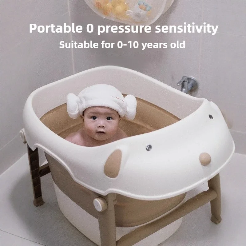 Foldable Baby Bathtub for Newborns & Toddlers - Portable Infant Bath with Non-Slip Base, Space-Saving for Home & Travel