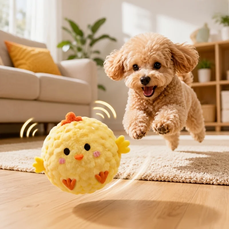 1 Stück Mini Gelbes Hühnchen Interaktives Hüpfspielzeug, Geeignet für Kleine Hunde und Katzen, Bissfestes Material Haustier-Begleitspielzeug – Detail 2