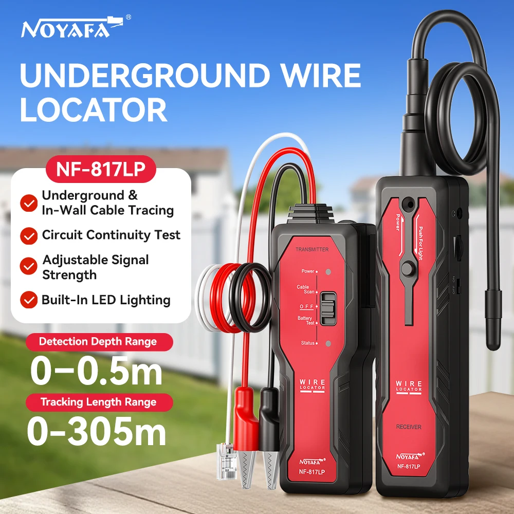 NOYAFA NF-817LP Localizzatore di Cavi Sotterranei, Tracciatore di Cavi Anti-Interferenza, Rilevatore Visivo di Guasti, Rilevatore Professionale di Cavi
