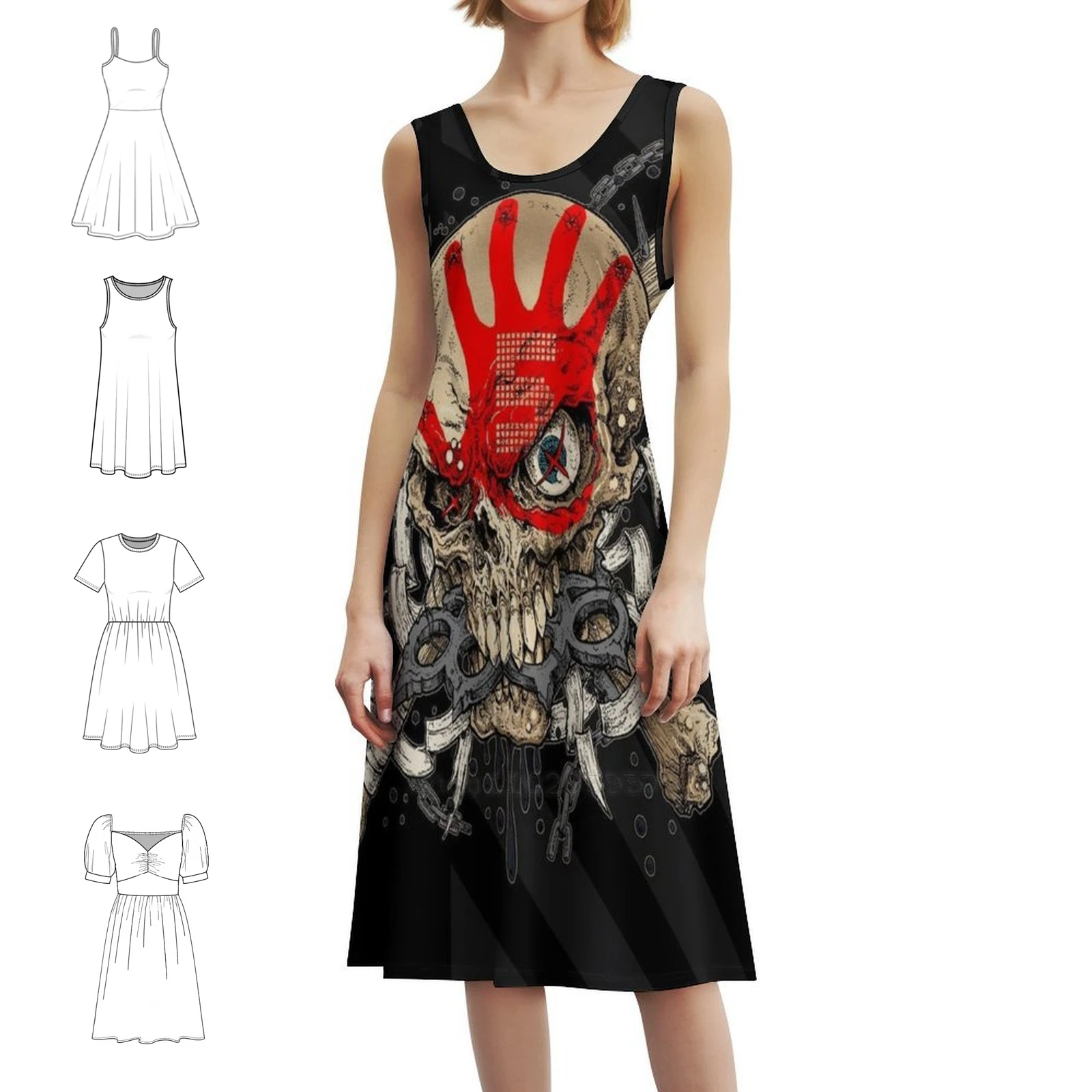 فستان الحفلات الأنيق للنساء من Minyakjelanta Praha على شكل حرف a مع خيارات قصيرة/طويلة/بدون أكمام، موسيقى الموت الأكثر شعبية #1