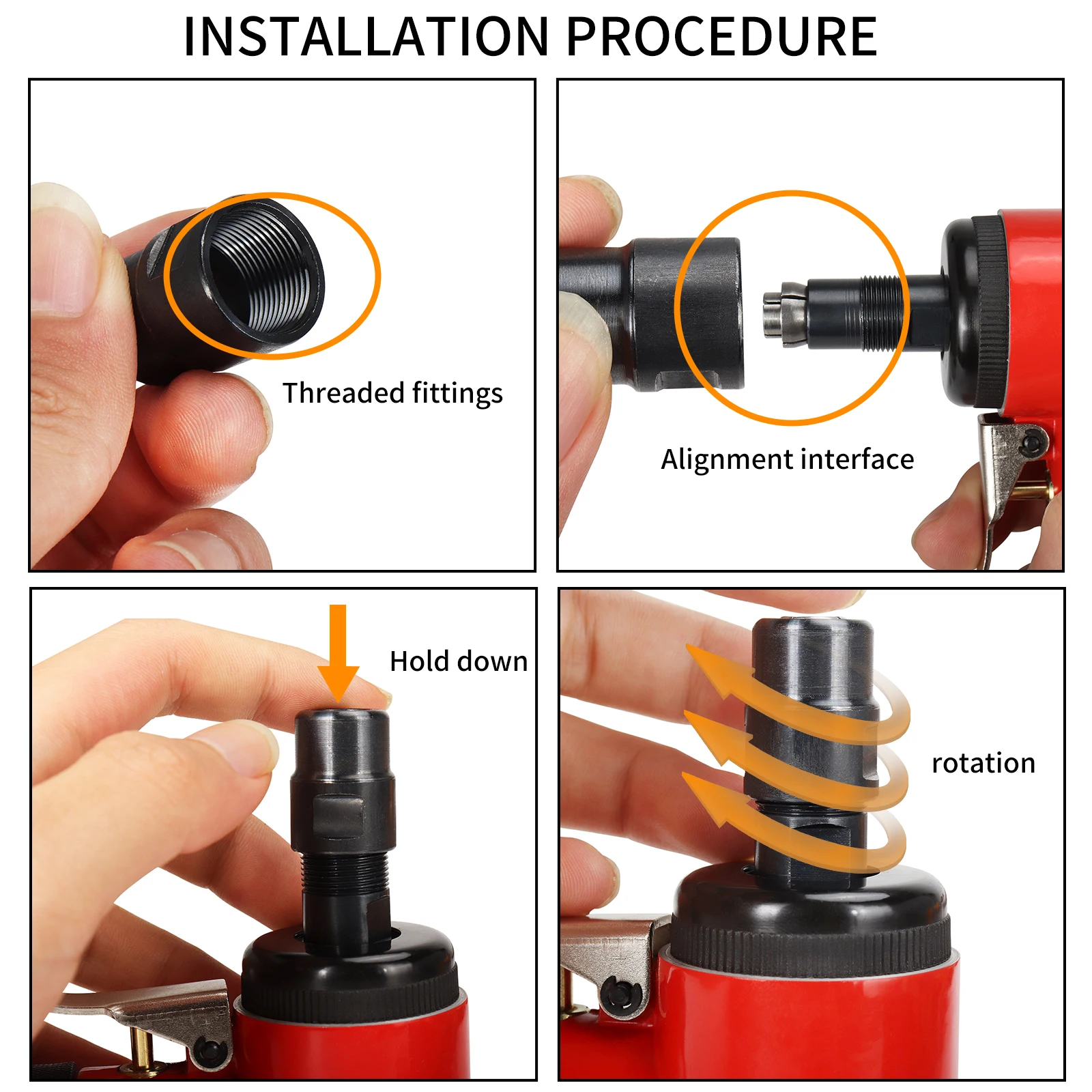 Máquina de grabado neumática, adaptador de enrutamiento de mandril, amoladora, eje central, tuerca de fijación, accesorios de grabador, 1 piezas