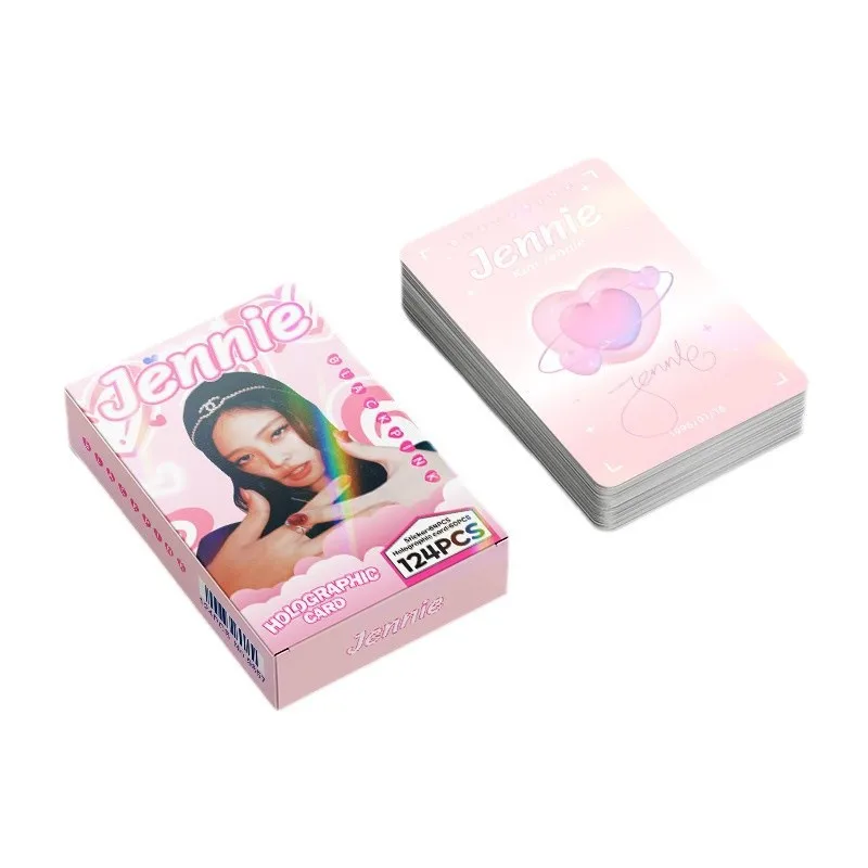 New  124pcs JENNIE Laser Holographic Flashcards K-pop Multi-Fandom Limited Edition