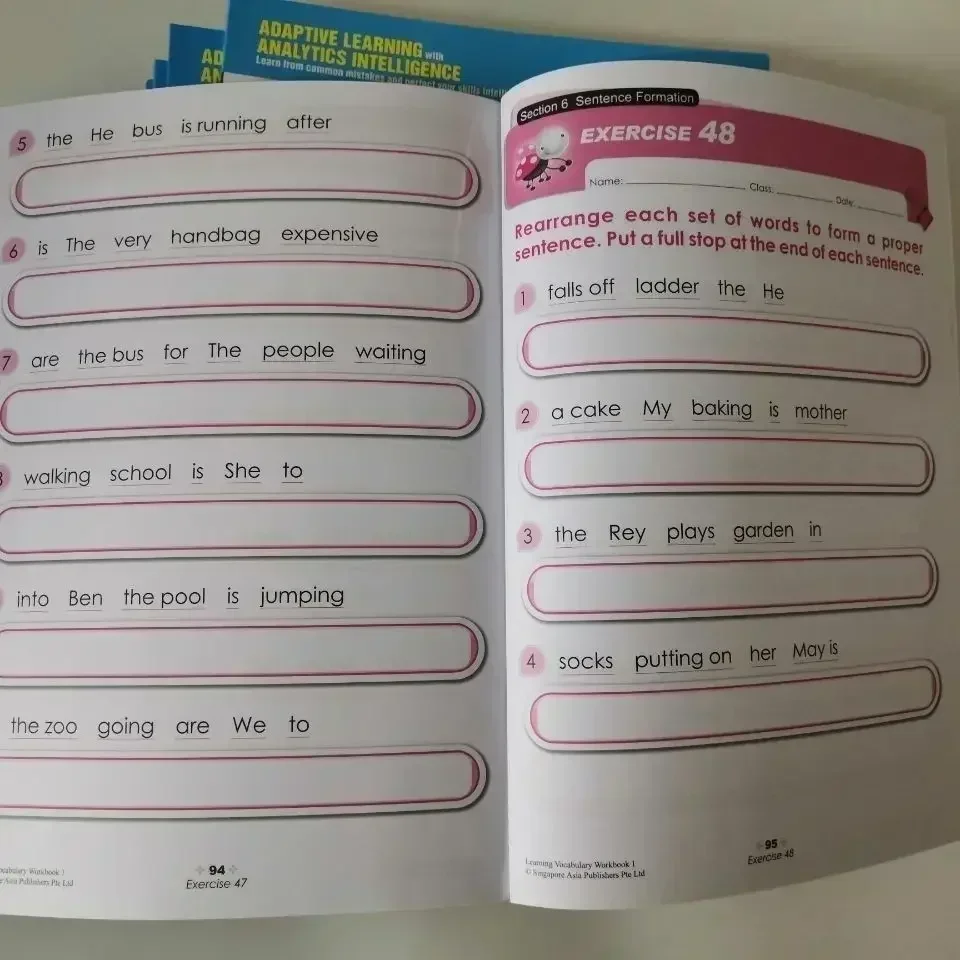 6 książek/zestaw Singapurskiej Językowoznawczej Biblioteki SAP Learning Vocabulary, książki do nauki angielskiego dla klasy 1-6, dla dzieci w wieku 8-12 lat, do zadań domowych, edukacyjne.