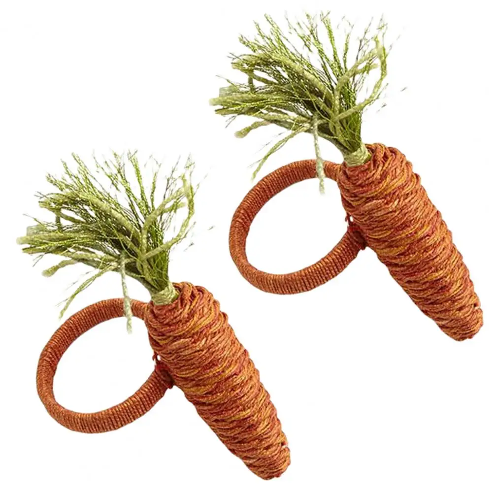 2Pcs Towel Ring Twine Napkin Holder Easter Carrot Hand Woven Serviette Buckle