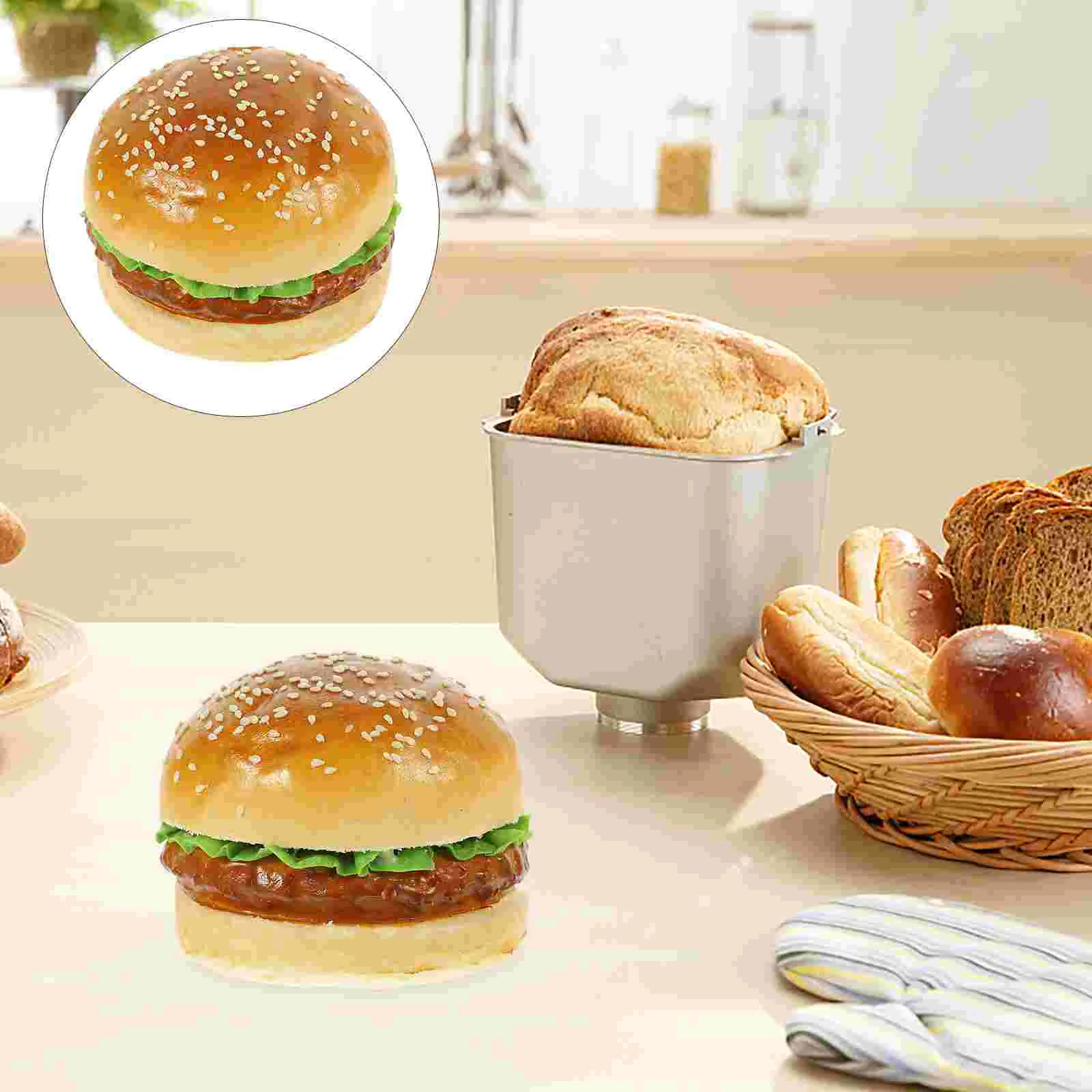 Simulated Hamburger Model Fake Bread Display Realistic Artificial Prop Decor Shop