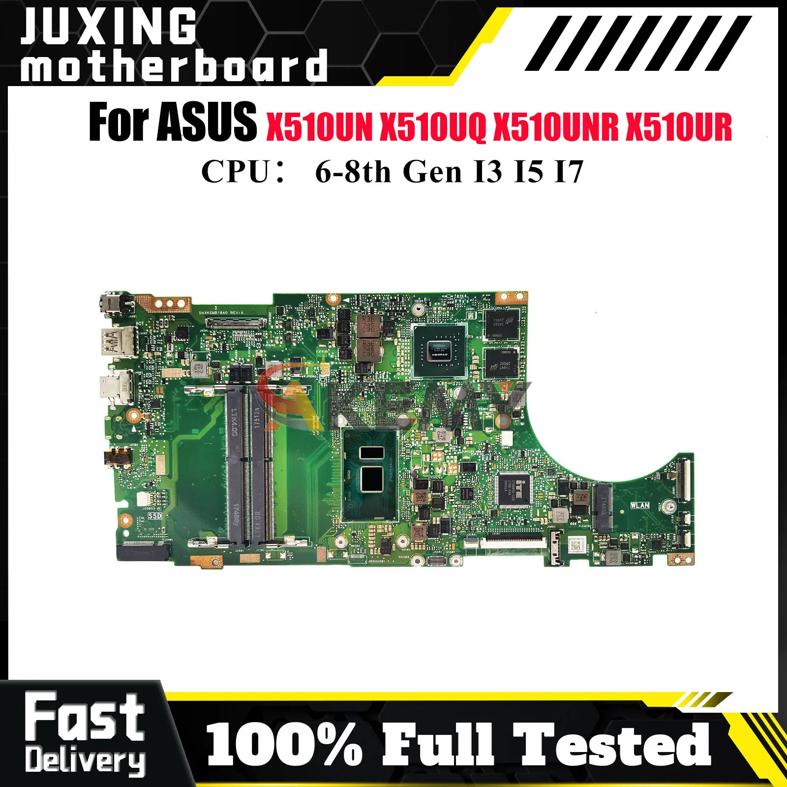 

X510UN Материнская плата для ноутбука ASUS X510UQR S510U X510U X510URR X510UNR S5100U X510UNO X510UR A510U X510UQ Материнская плата I3 I5 I7 CPU
