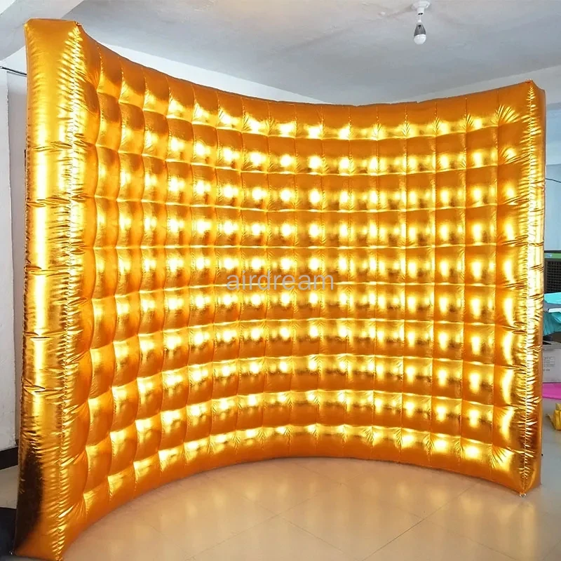 

Shipping Free 10ft Silver & Gold Inflatable Photo booth Wall Backdrop Inflatable Wall Background For Wedding Party Advertising