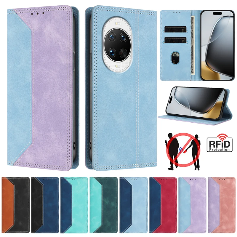 حافظة لهاتف هواوي ميت 70 اير 60 نوفا Y90 Y70 بلس 14 برو الترا 5G لون مغناطيسي مضاد للسرقة حافظات جلدية