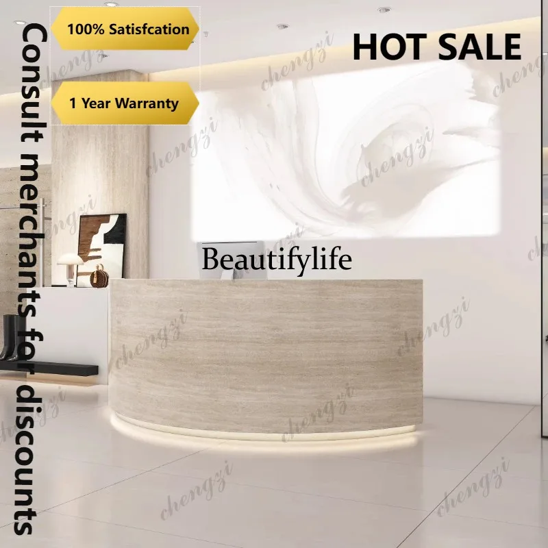 R134 Curved Luxury Reception Desks Unique Aesthetic Company Minimalist Reception Desks Beauty Salon Mostrador Commercial Furnitu