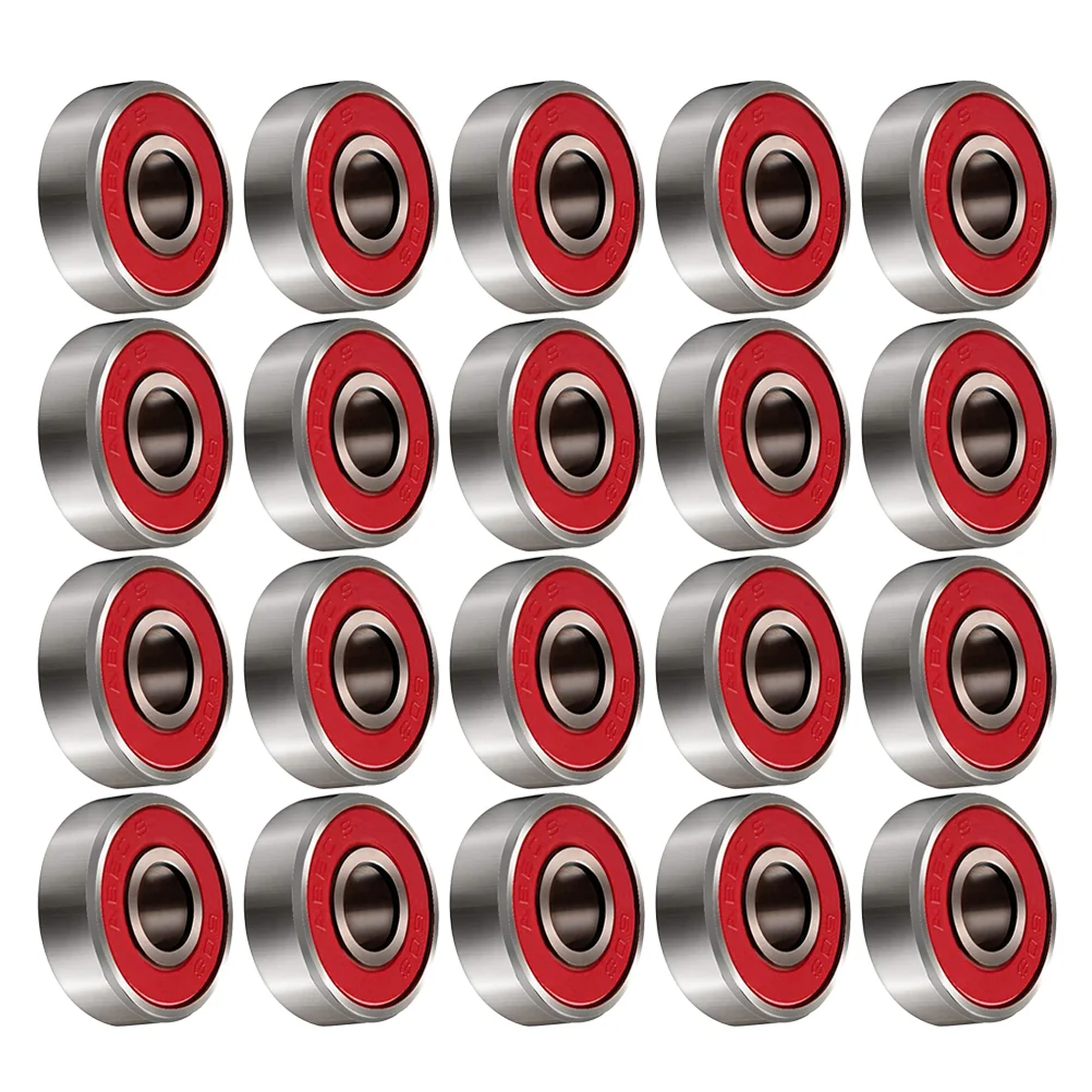 20pcs 608 2 Inline Roller Skate Wheel Bearing Anti-rust Skateboard Wheel Bearing Sealed -9 (Red)