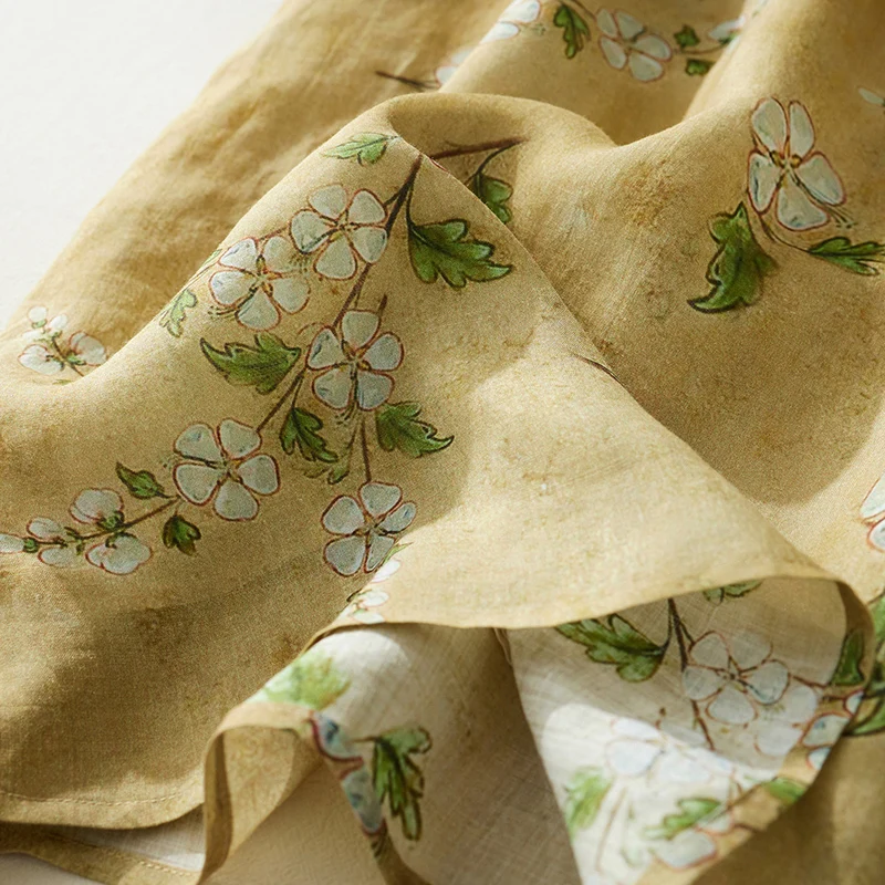 Grote maat katoen linnen print split Dr stand kraag ort Sve lange rok zomer dames retro woon-werkverkeer Sle