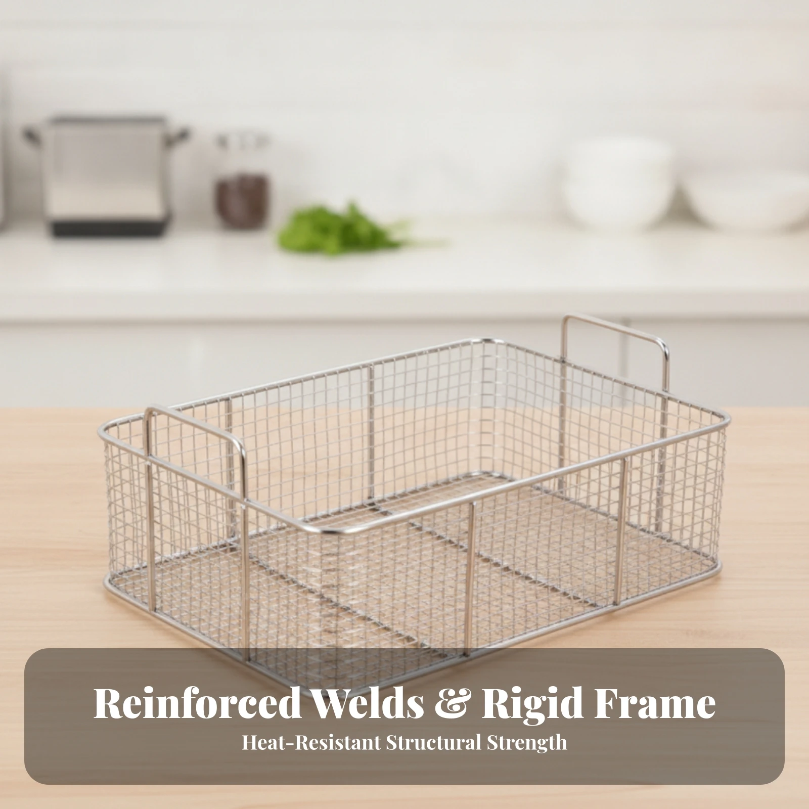 Stainless Steel Deep Fry Basket Quick Draining Stainless Steel Fry Basket Robust Easy Storage for Chefs, Commercial Kitchens