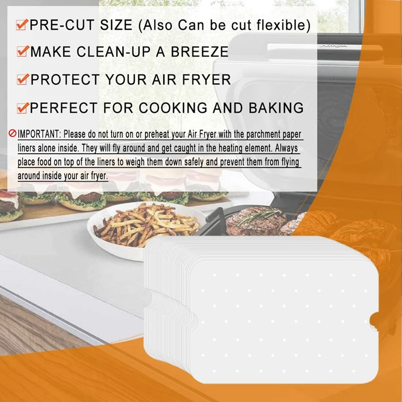 150 Pcs Air Fryer Parchment Paper Liners, Air Fryer Liners Square For Ninja Foodi FG551 Smart XL 6-In-1 Indoor Grill