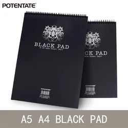 Potentate A4/A5 Black Paper Sketch Drawing Pad 120Gsm Spiral Bound Sketchbook for Colored Pencils, Graphite, Charcoal, Pastels