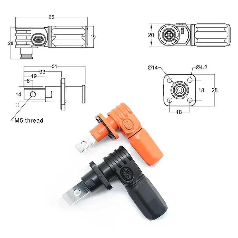 DC 200A 1000V Battery Energy Storage Connector Single Core Quick Plug New Energy Copper Waterproof Terminal Connector IP67 PA66