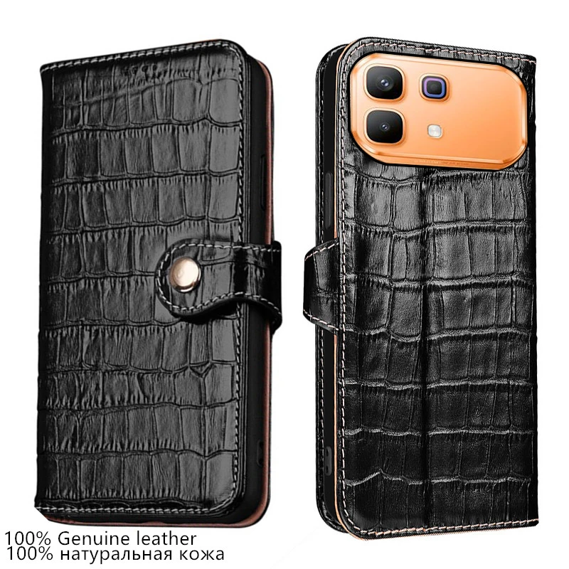 

Genuine Leather Crocodile Texture card Slot Wallet Cover For Infinix Note 60 Pro Edge 50s 50x Pro+ 50 4G shockproof phone Case