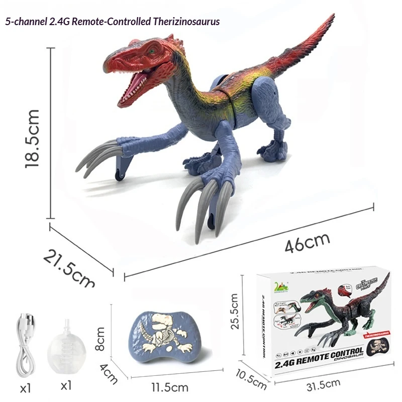 RC Dinosaur Toy Large Size Remote Control Therizinosaurus Electric Walking Roaring Spray Dinosaur Robot Kids Boys Birthday Gift