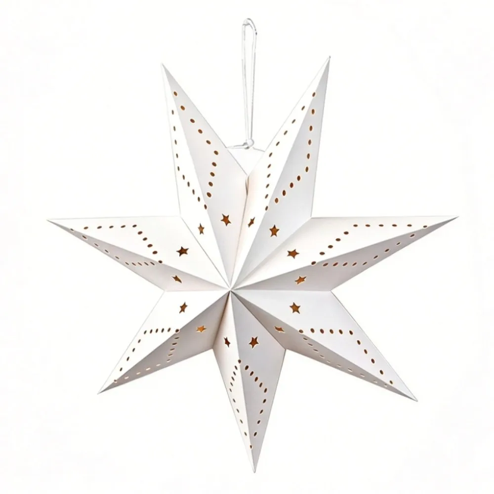 Hollow Out Christmas Hanging Decoration DIY New Year Paper Star Pendant Foldable Colorful Lampshade Paper Lantern Thanksgiving