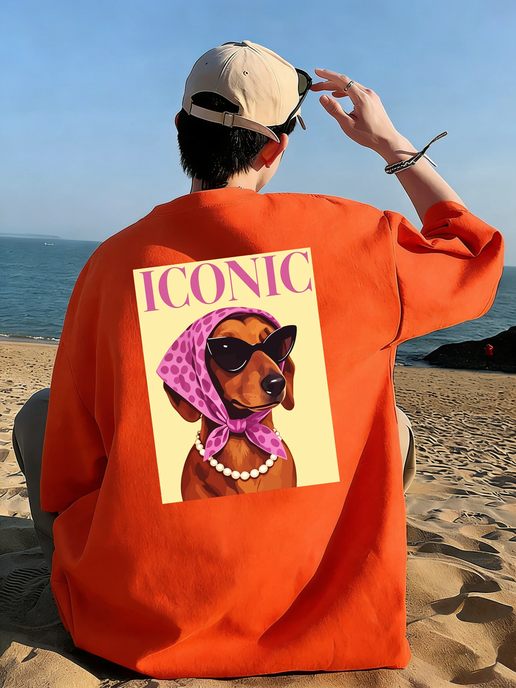Iconic Dachshund Printed Cotton T-Shirts Mens Summer Short Sleeve Comfortable T Shirt Soft Oversized O-Neck Tops Basic Clothes