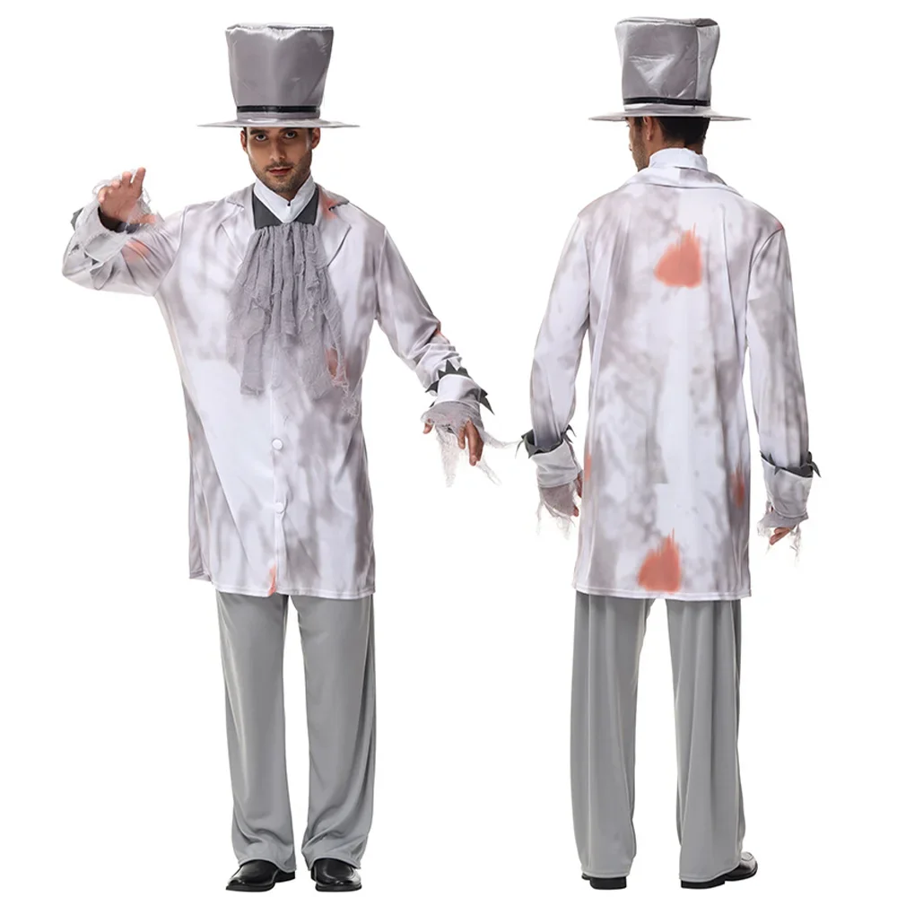 Horror Vampire Zombie Uniforme Cosplay per Donne e Uomini Fantasma Sposa Adulto Bambini Costume di Halloween Vestito Colorato di Sangue e Abito Velo