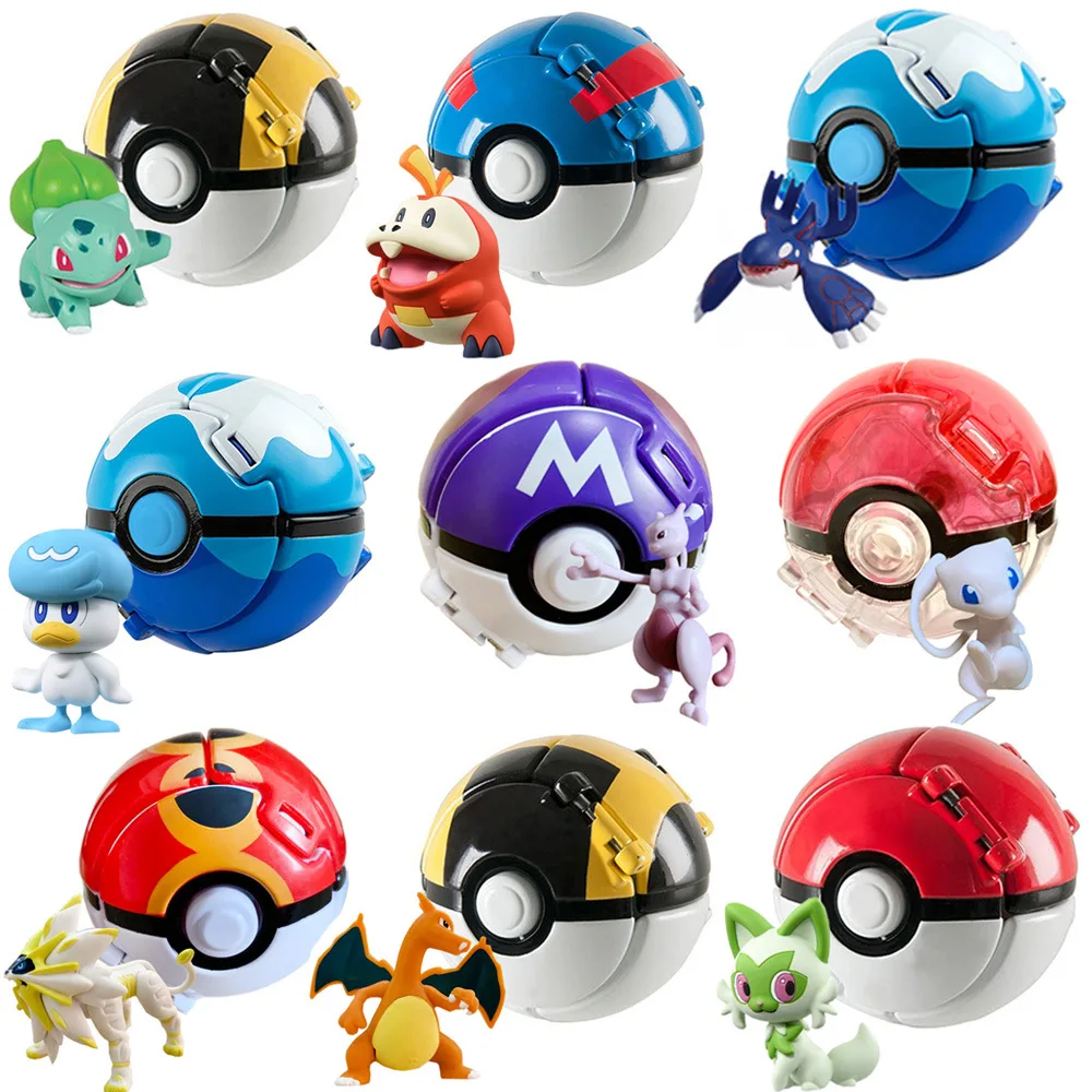 Pokeball pokemon estatueta elf bola anime figura desenhos animados pikachu charizard bolso monstro animal de estimação anime modelo de ação brinquedo crianças presentes