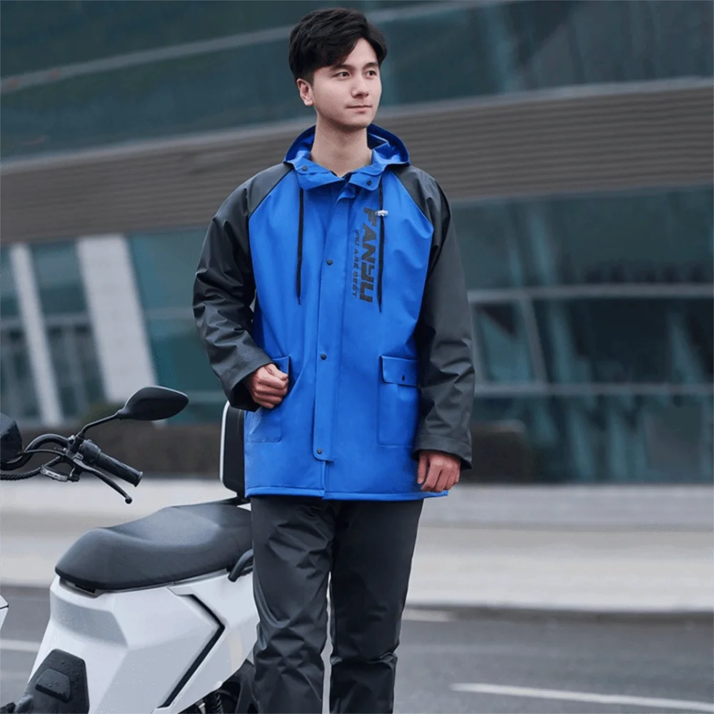 

Костюм-дождевик, утолщенный плащ, комплект дождевых штанов, модный стиль унисекс, разделенный плащ, стильный водонепроницаемый плащ для поездок на работу