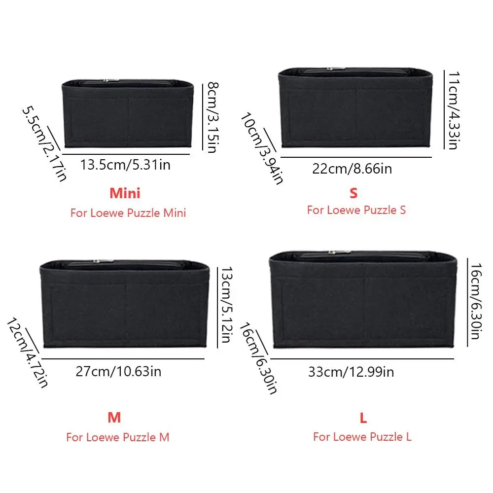 Felt Handbag Insert Bag Bag Support Large Capacity Internal Bag Storage Organization Multi-Pocket Purse Liner for Loewe Puzzle