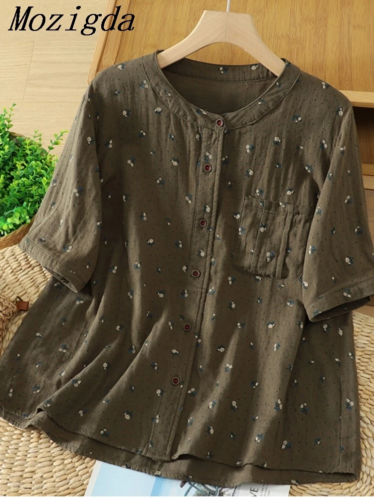 

Summer Oversize Print Floral Shirt Blouse Women Korean Cotton Loose Short Sleeve Ladies Blouses Tops Camisas Mujer