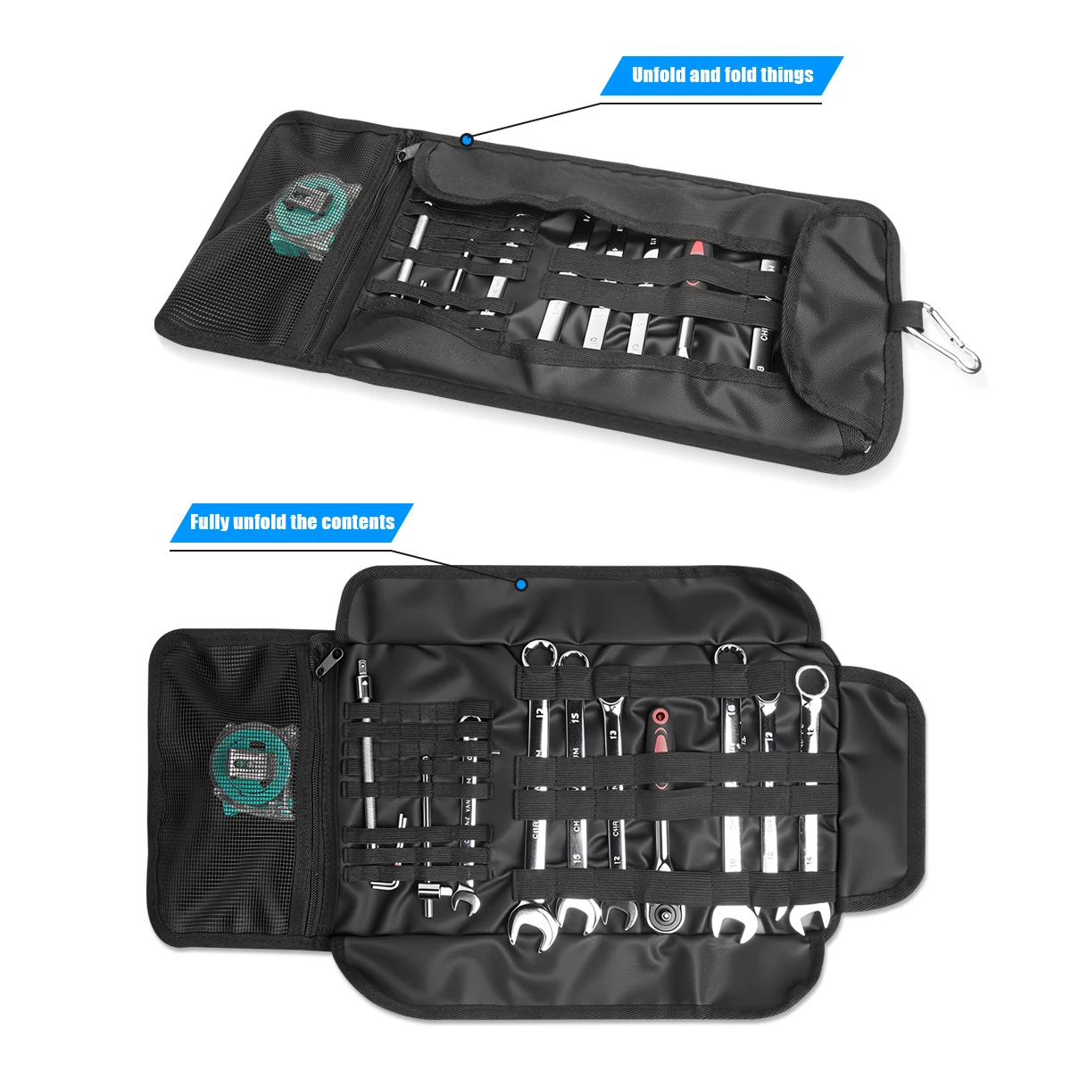 SOYAVISION Motorcycle Tool Bag Roll Toolkit Saddle Bag Portable Repair Kit Storage Pouch Universal Large Capacity Side Tool Bag