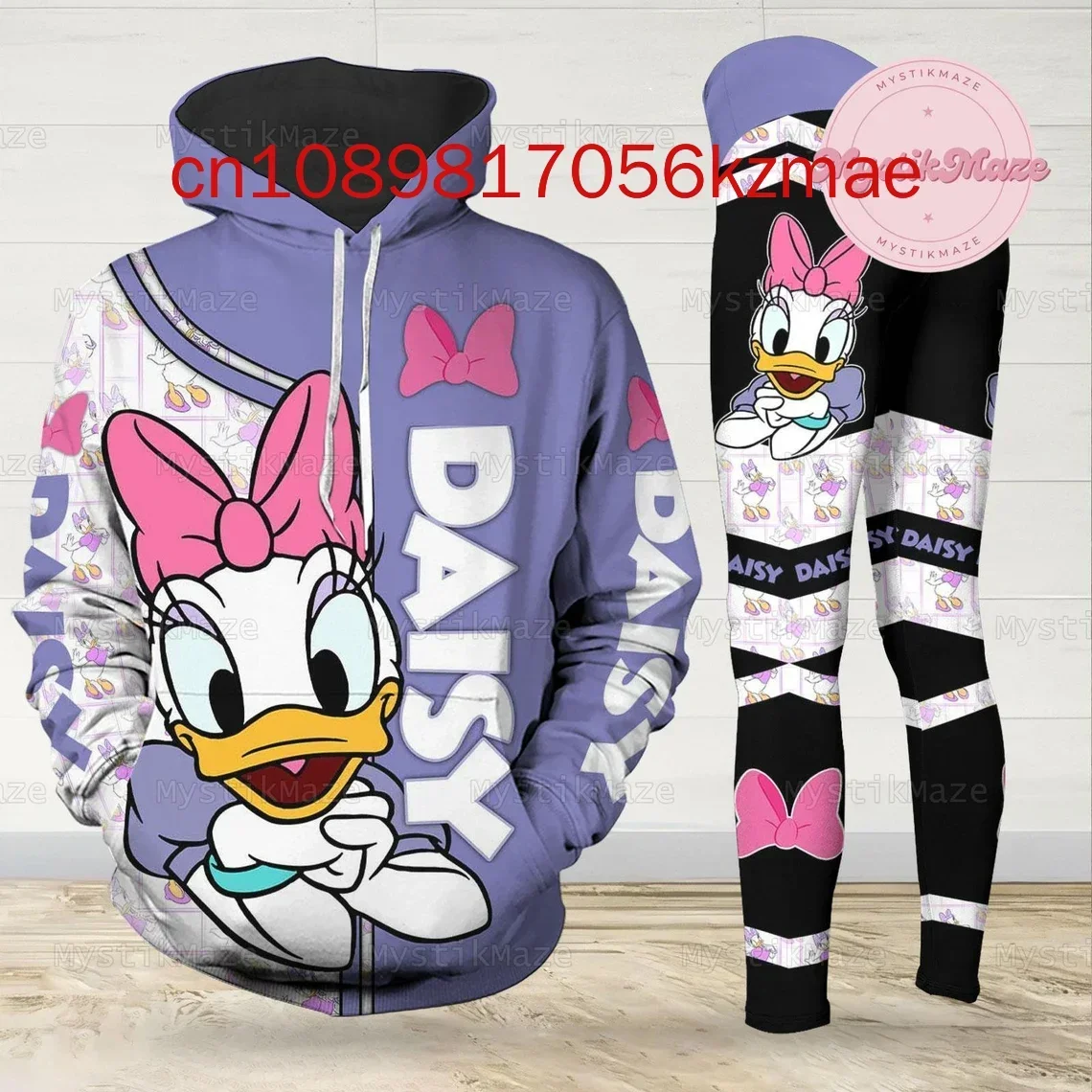 New Disney Daisy Duck Hoodie Legging Women's Set Yoga Pants Sweatpants Women's Disney Yoga Hoodie Leggings Fashion Tracksuit